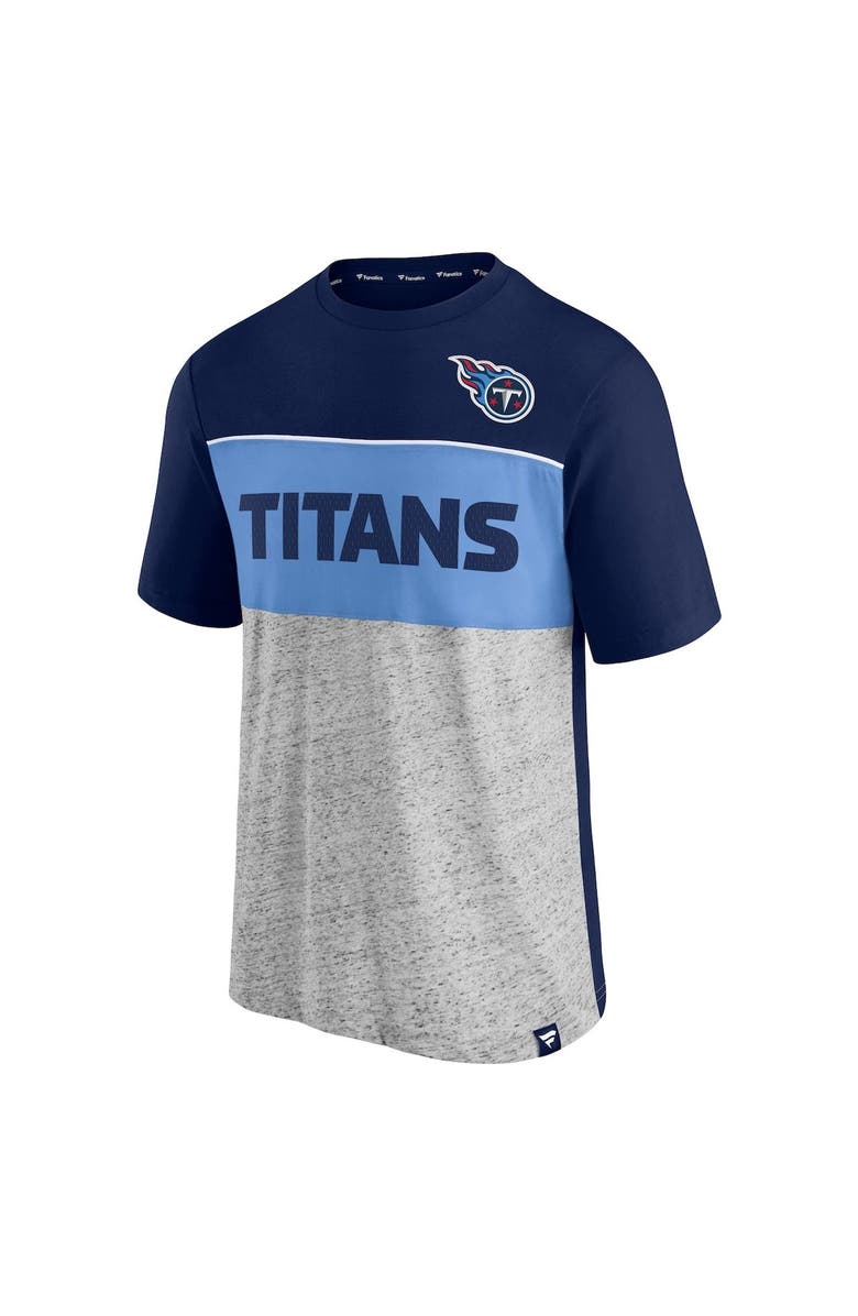 FANATICS Men's Fanatics Branded Navy/Heathered Gray Tennessee Titans Colorblock T-Shirt, Alternate, color, Navy