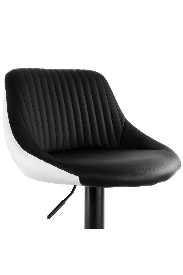 2 Piece Faux Leather Adjustable Bar Stool, Alternate, color, Black