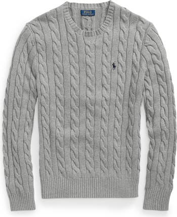 Cable Knit Cotton Crewneck Sweater