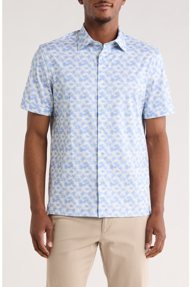 Short Sleeve Woven Button-Up Shirt, Main, color, RIVIERA