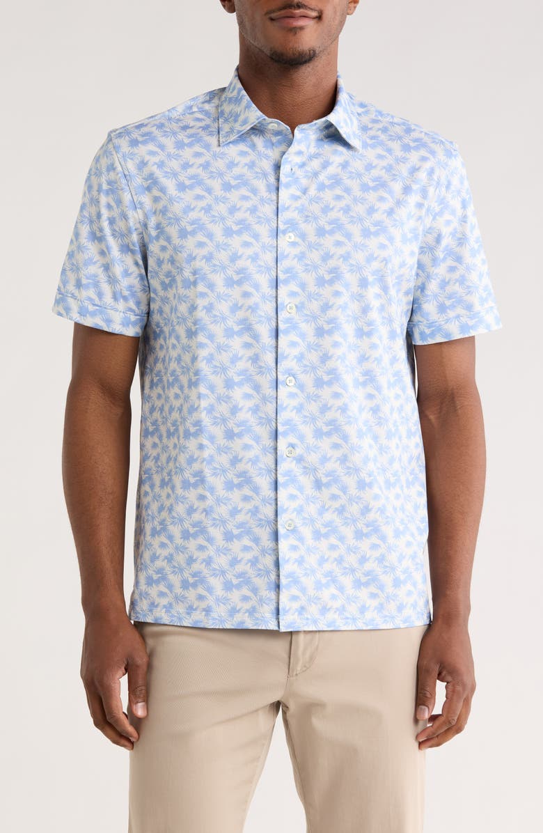 Bugatchi Short Sleeve Woven Button-Up Shirt, Main, color, Riviera