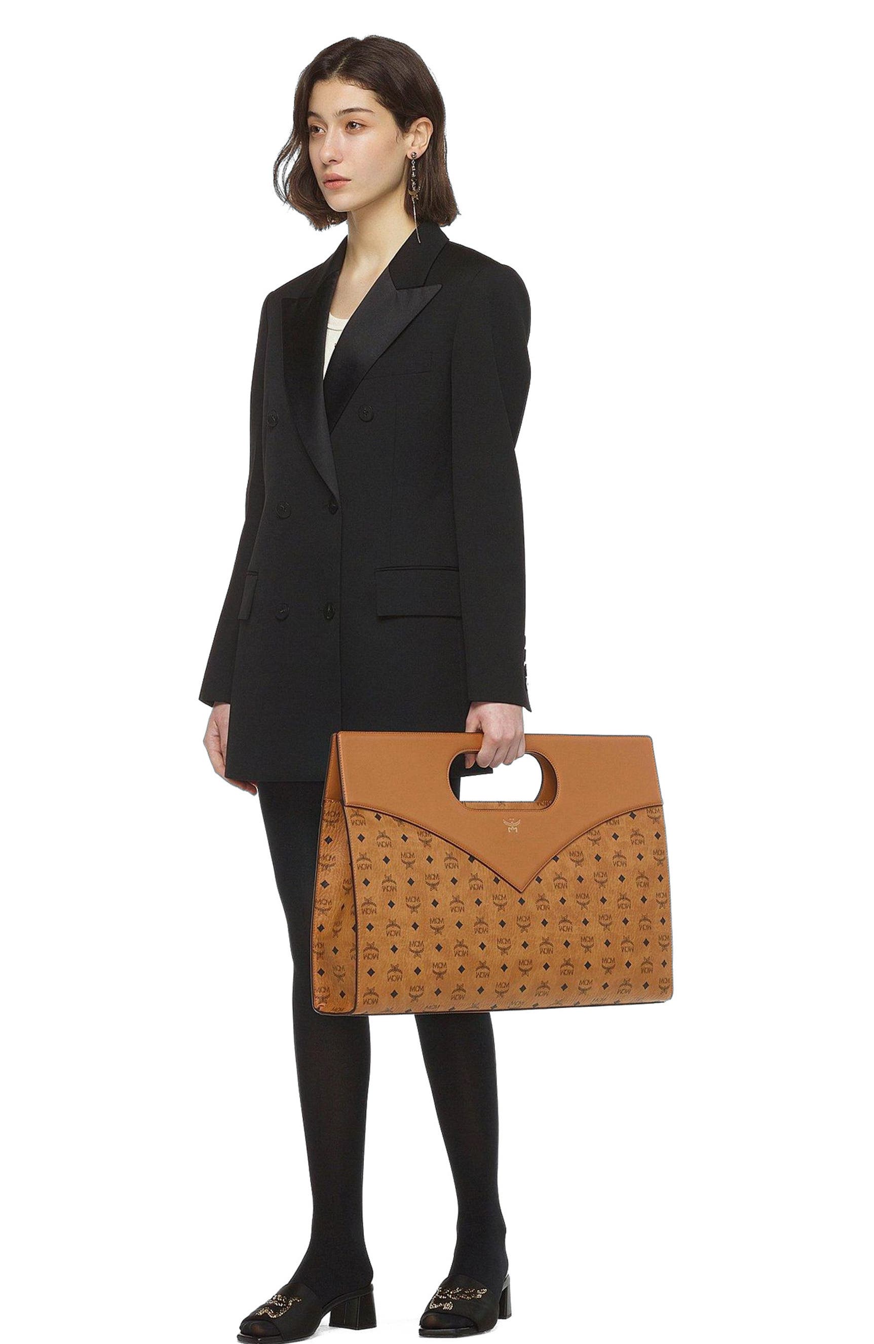 MCM Diamond Bag in Visetos Leather Mix, Alternate, color, Cognac