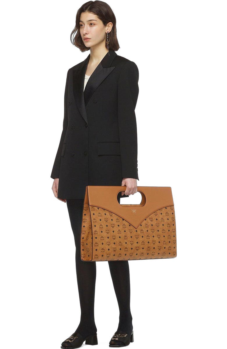 MCM Diamond Bag in Visetos Leather Mix, Alternate, color, Cognac