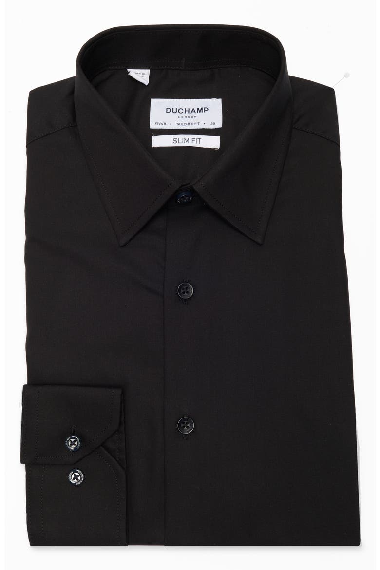Solid Slim Fit Dress Shirt, Alternate, color, BLACK
