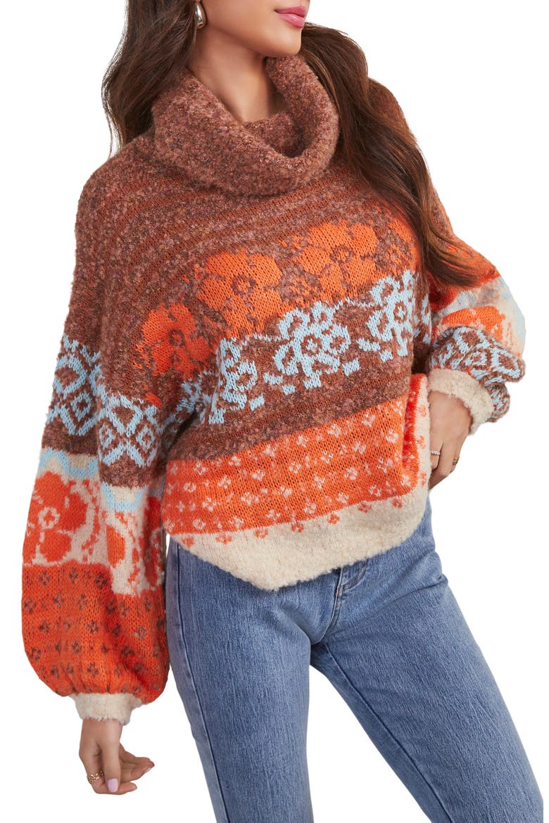Monet Turtleneck Sweater, Main, color, ORANGE MULTI