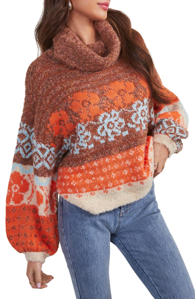 VICI Collection Monet Turtleneck Sweater, Main, color, Orange Multi