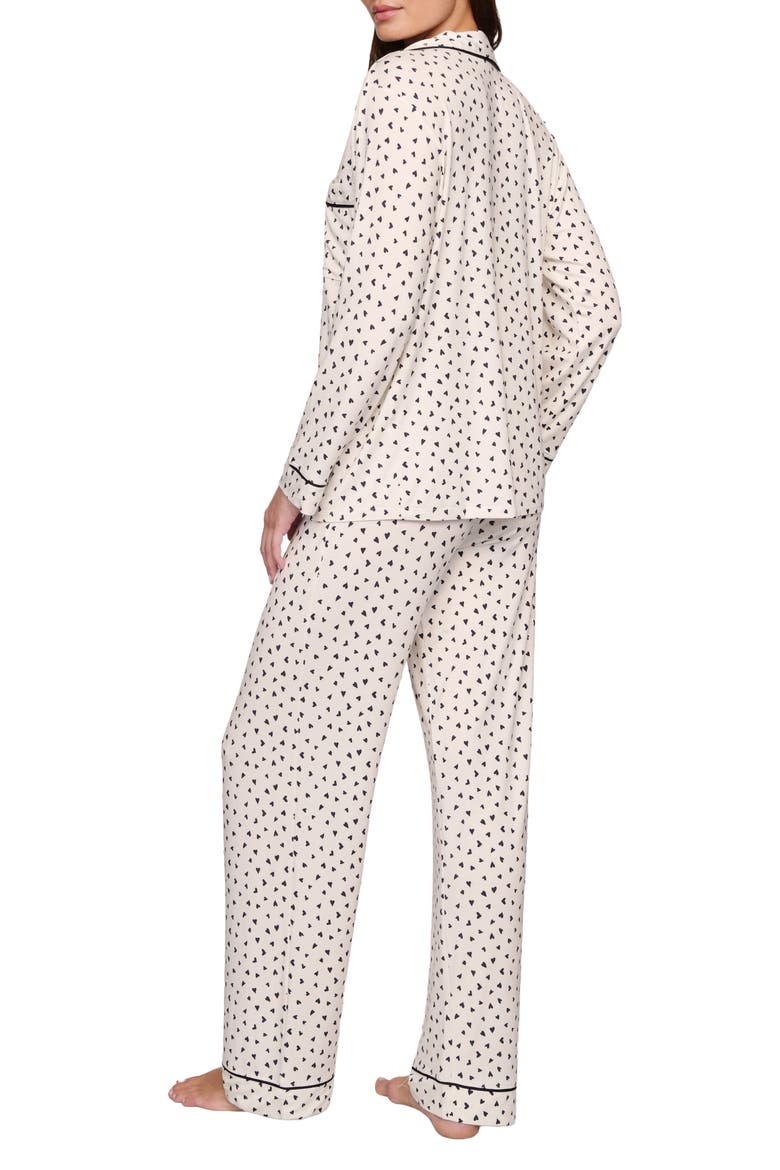 Gisele Printed Long Pajamas, Alternate, color, HEART TO HEART BLACK/BLK
