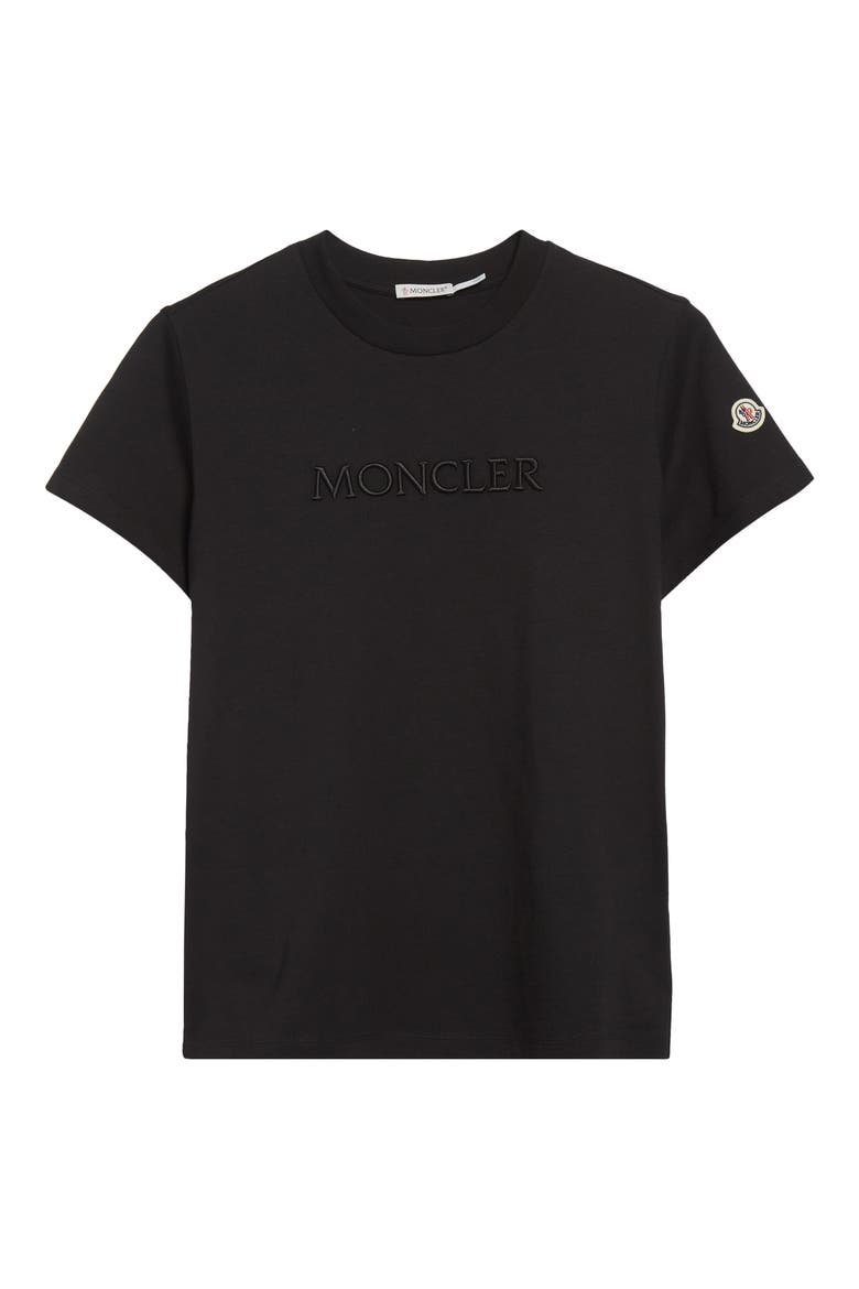 Logo Embroidered Cotton T-Shirt, Alternate, color, BLACK