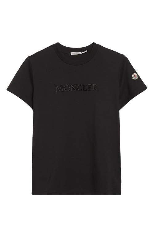 Moncler Logo Embroidered Cotton T-shirt In Black