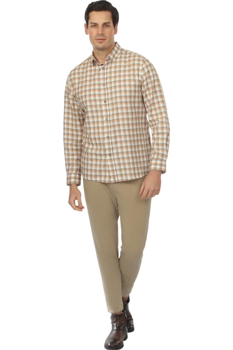 Men's Sawtooth Plaid Button-Down Shirt, Alternate, color, Beige