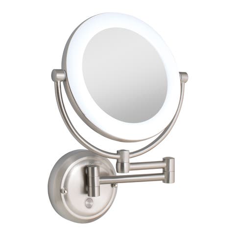Lexington Lighted Wall Mounted Makeup Mirror with 10X/1X Magnification