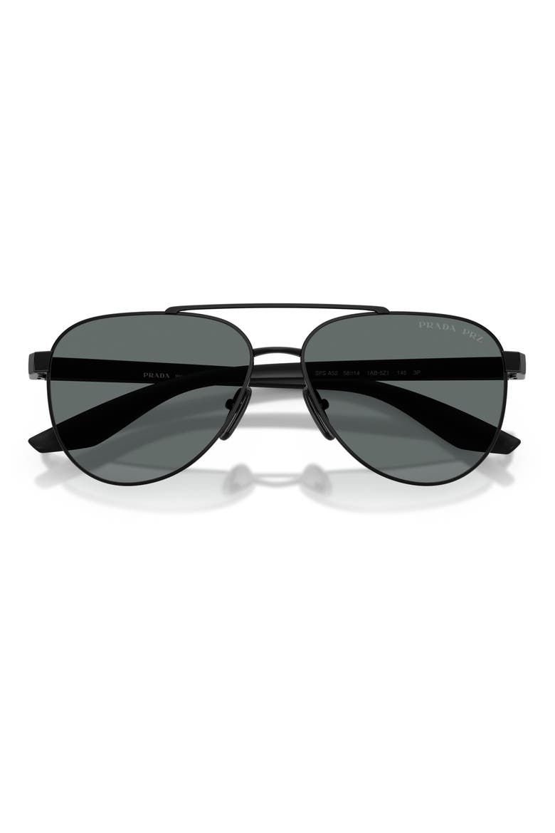 58mm Polarized Pilot Sunglasses, Alternate, color, BLACK