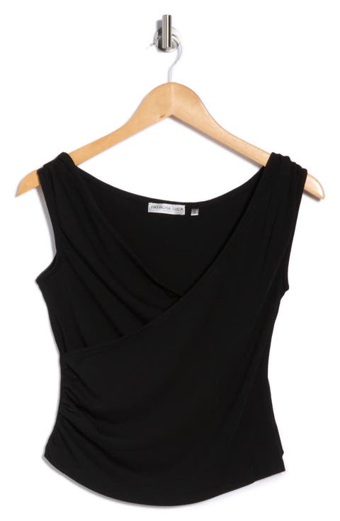 Sleeveless Faux Wrap Top