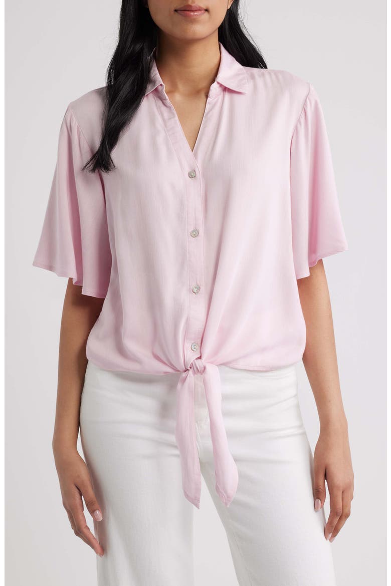 Roxanna Tie Hem Shirt, Main, color, PALE PINK