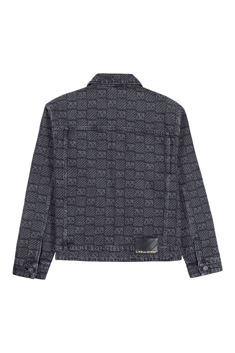 Logo Print Denim Jacket, Alternate, color, BLACK