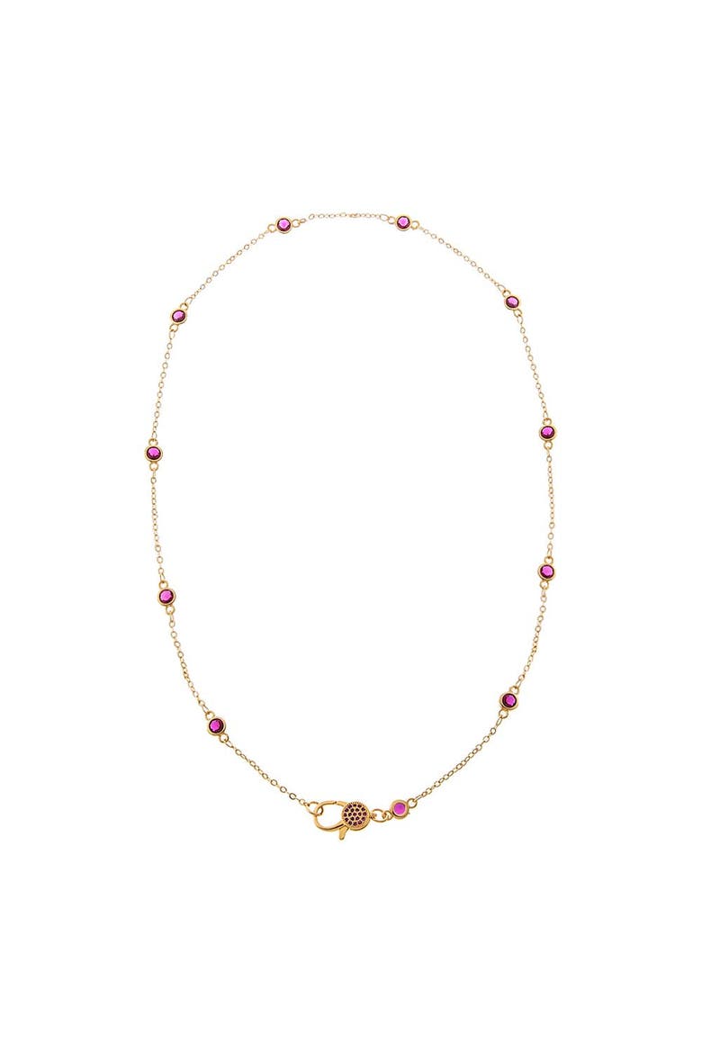 Colored Station Lobster Clasp Link Chain Necklace 18", Main, color, Ruby Red