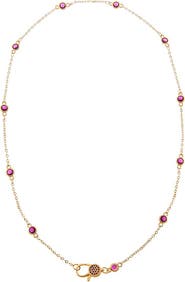 BY ADINA EDEN Colored Station Lobster Clasp Link Chain Necklace 18"