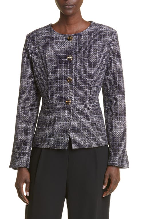 St John St. John Collection Graphic Check Tweed Jacket In Gray