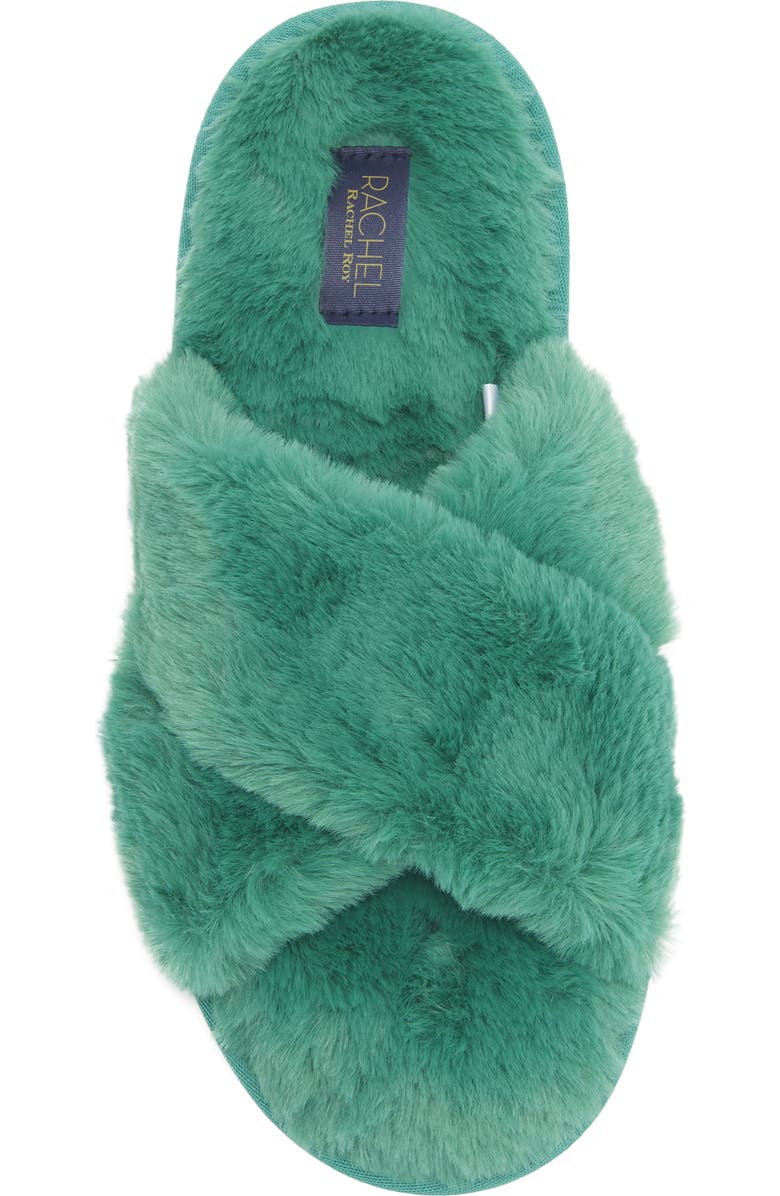 Rachel Roy Cardi Faux Fur Slipper, Alternate, color, Green