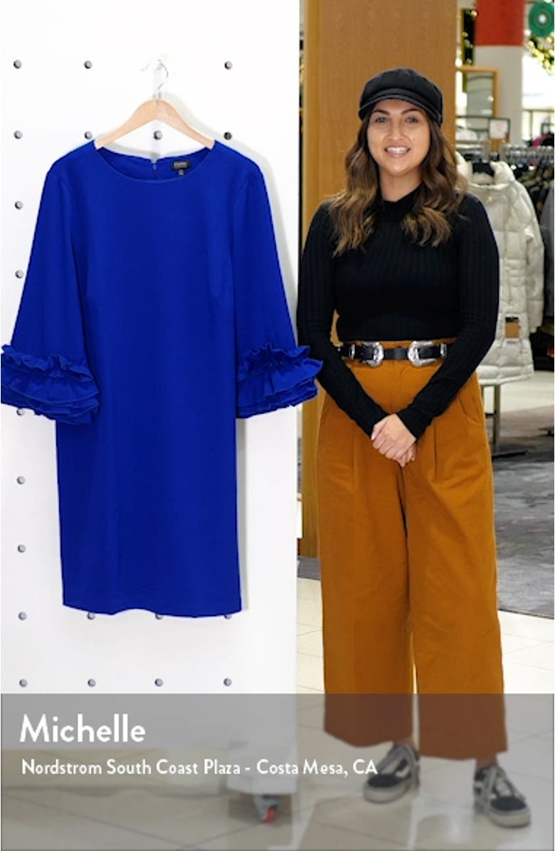 Ruffle Sleeve Scuba Shift Dress, sales video thumbnail