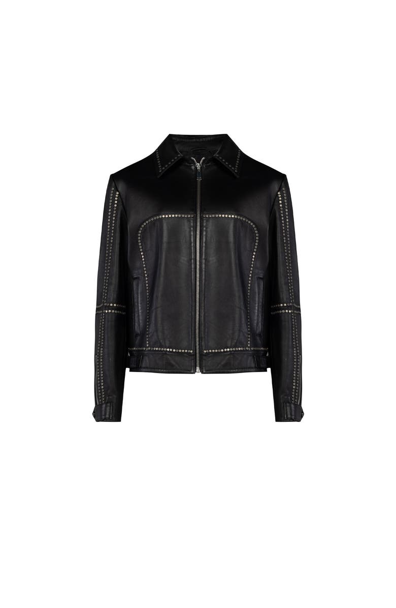 PCFG Leather Jacket Stud Rocks Details, Alternate, color, Black