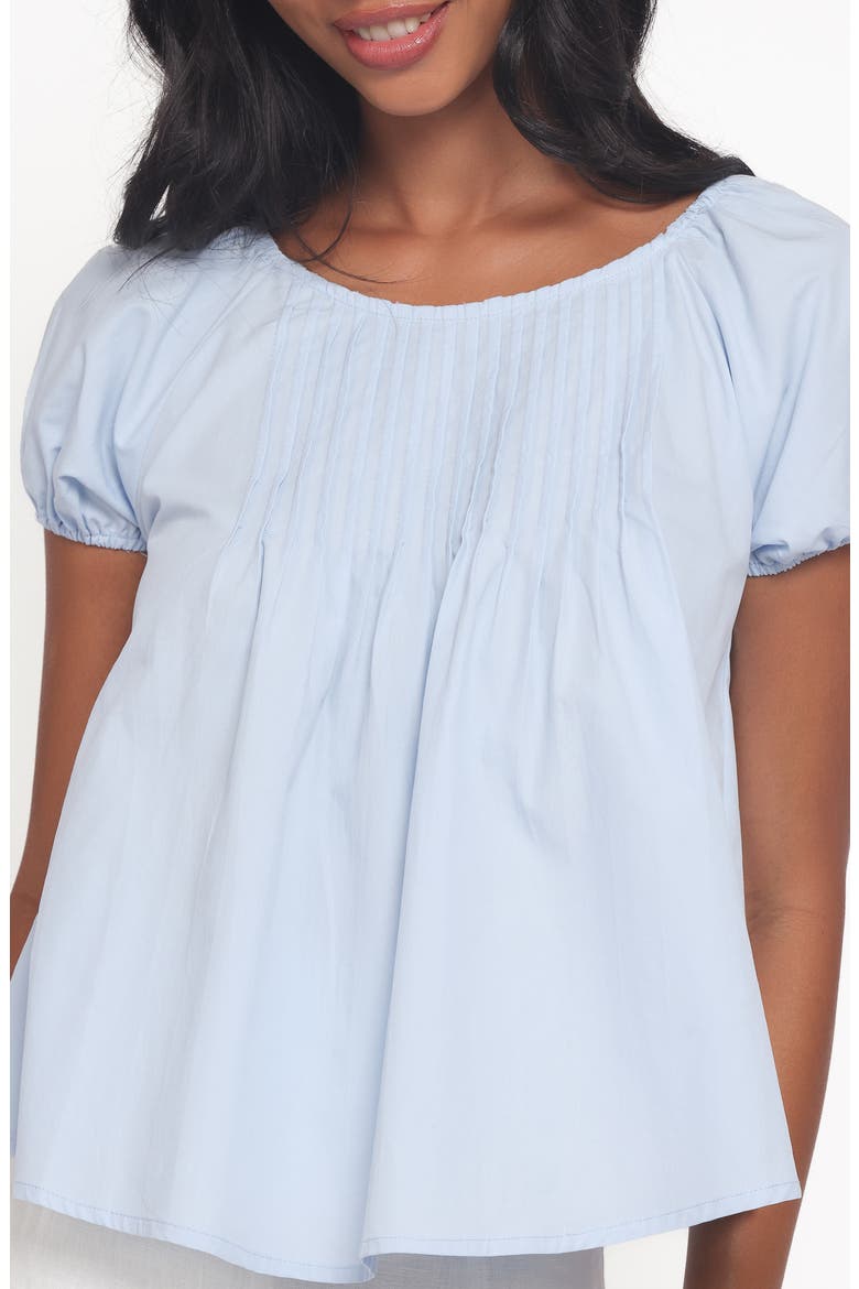 Abbot Pleated Cotton Top, Alternate, color, BLUE