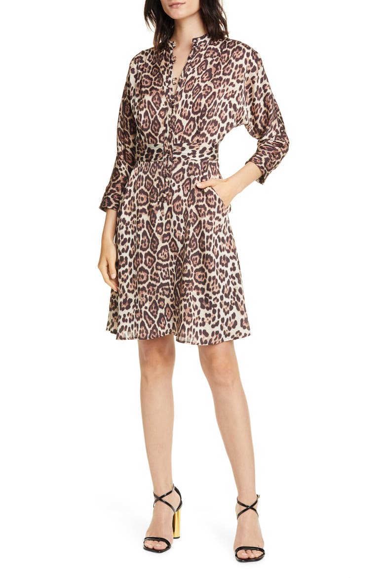 Adalicia Long Sleeve Front Button Dress, Main, color, TRUE BLACK MULTI