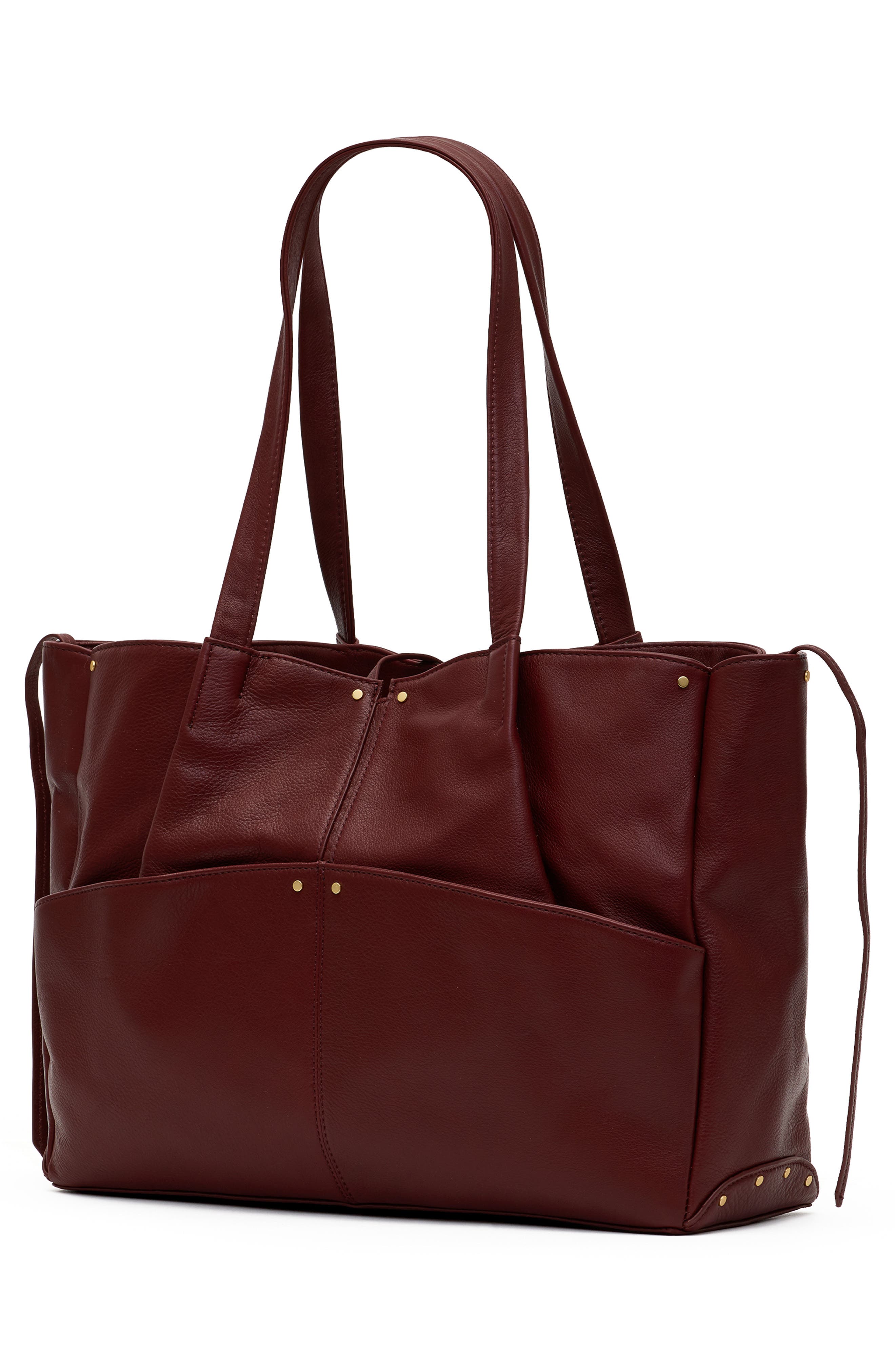 Meryl Leather Carryall Tote, Alternate, color, CHERRYWOOD/ GOLD
