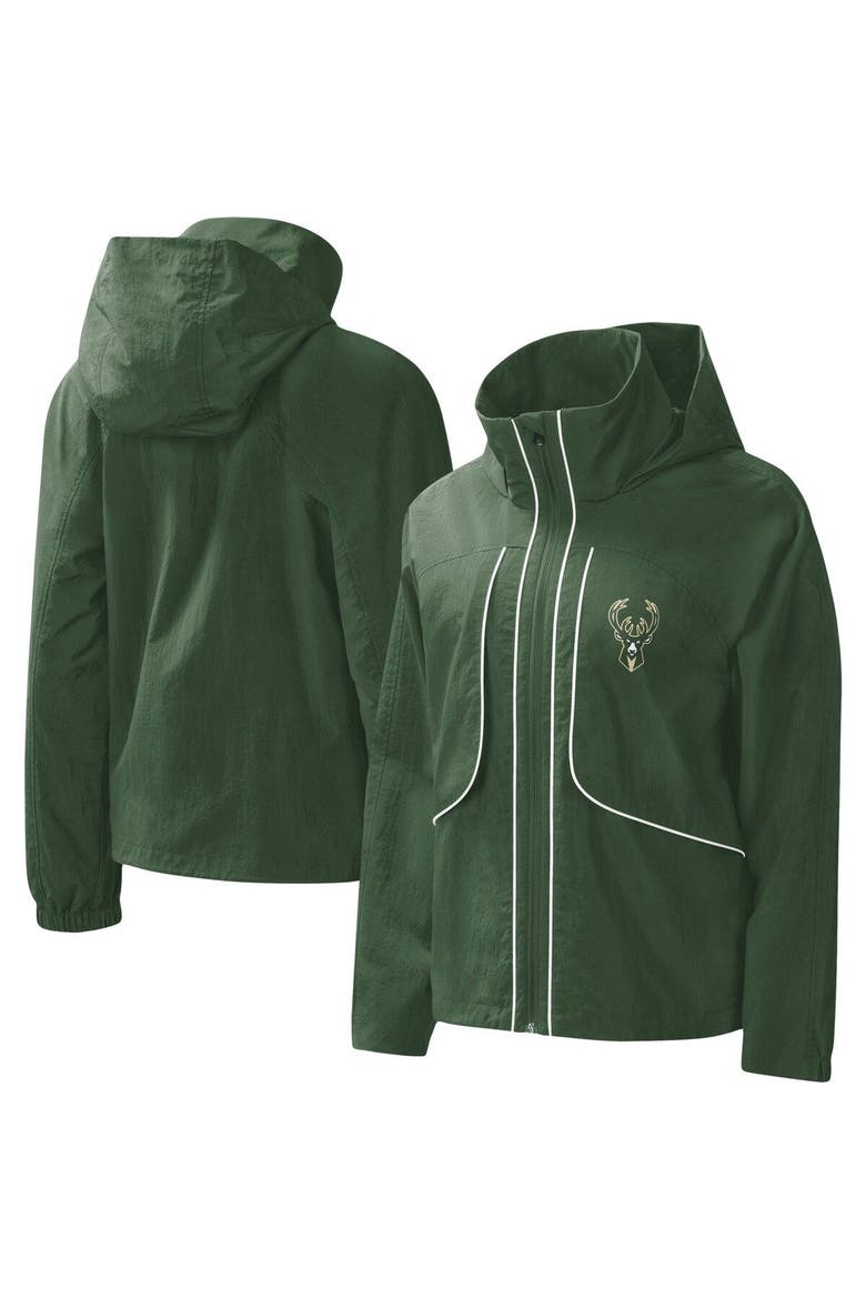 Women's G-III 4Her by Carl Banks Hunter Green Milwaukee Bucks Last Shot Full-Zip Hoodie, Main, color, Hunter Green