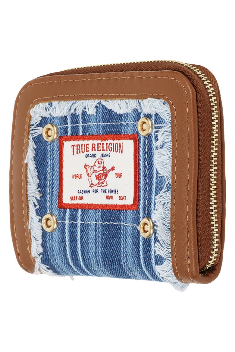 Small Frayed Thin Stripe Wallet, Alternate, color, COGNAC