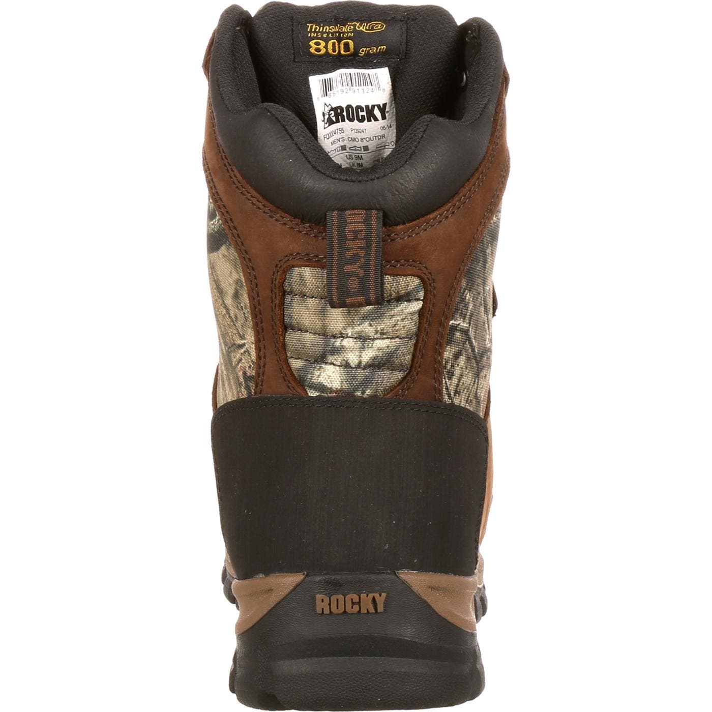 Rocky Waterproof 800G Insulated Outdoor Boot, Alternate, color, Brown And Mossy Oak Brk Up Inf