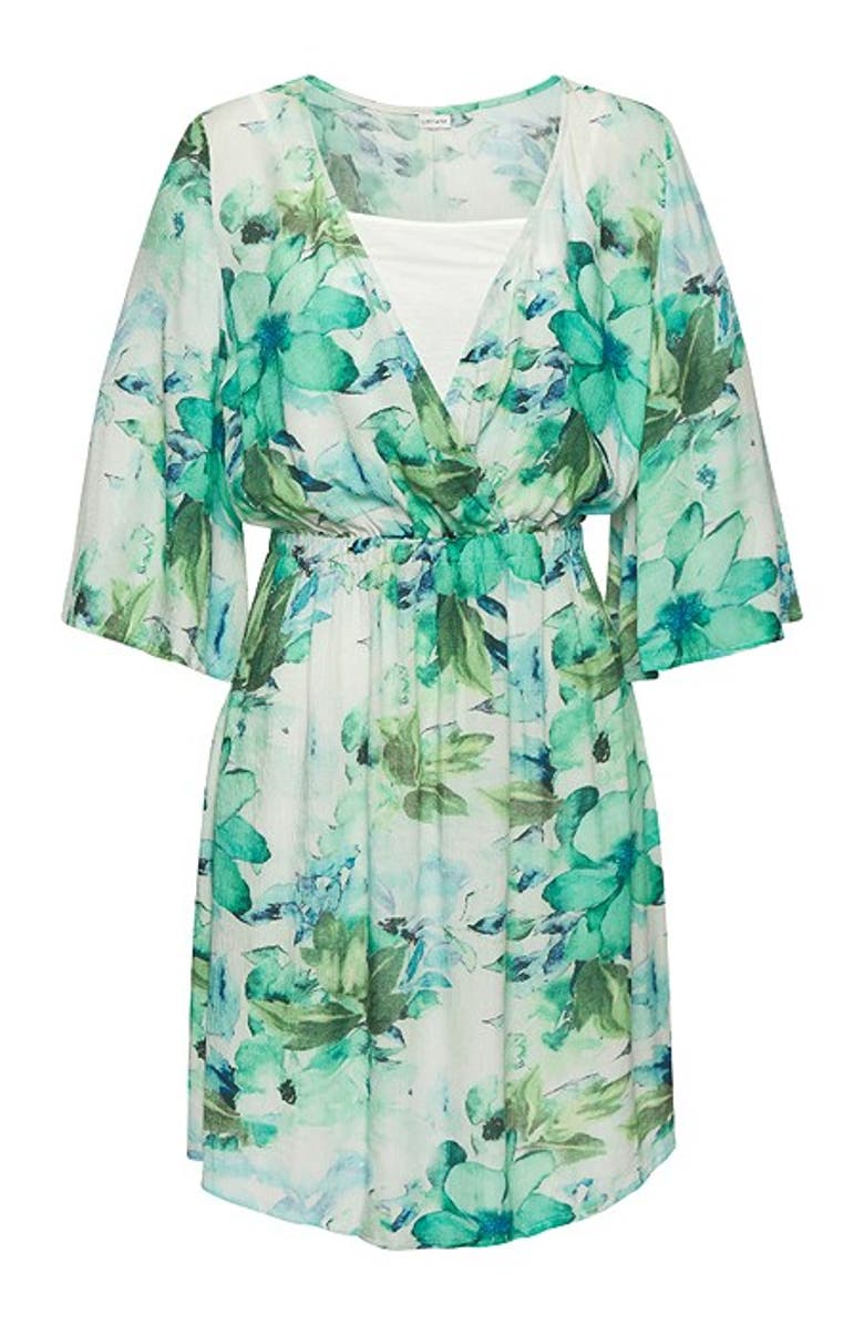 LASCANA Women's Floral Layered Look Dress, Alternate, color, Blue Multi