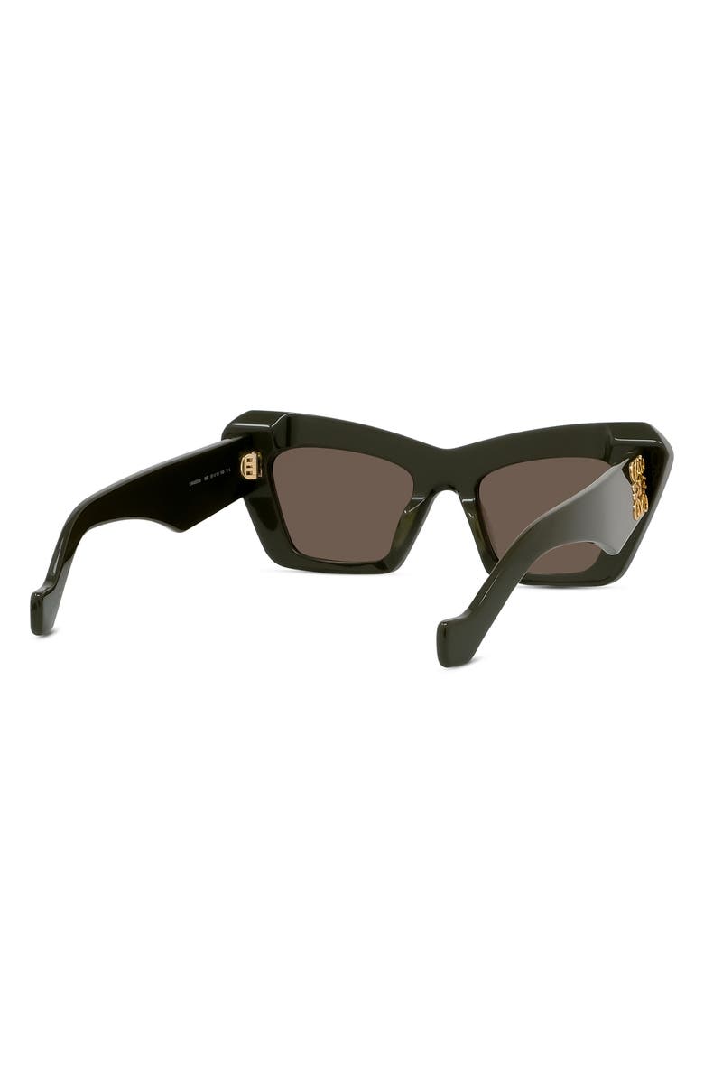 Loewe Anagram 51mm Cat Eye Sunglasses, Alternate, color, Shiny Dark Green / Brown