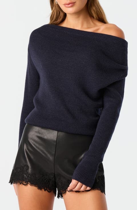 One-Shoulder Rib Sweater