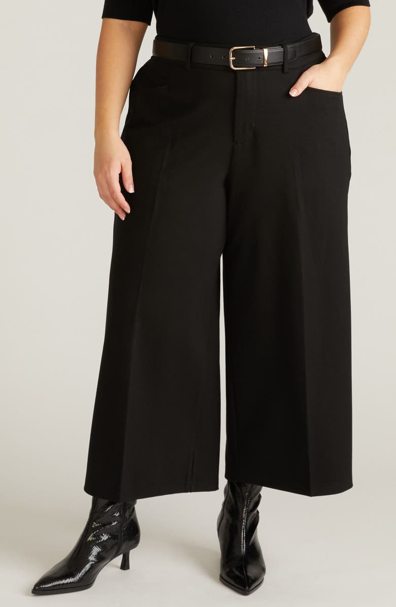 Universal Standard Wide Leg Ponte Crop Pants, Main, color, Black