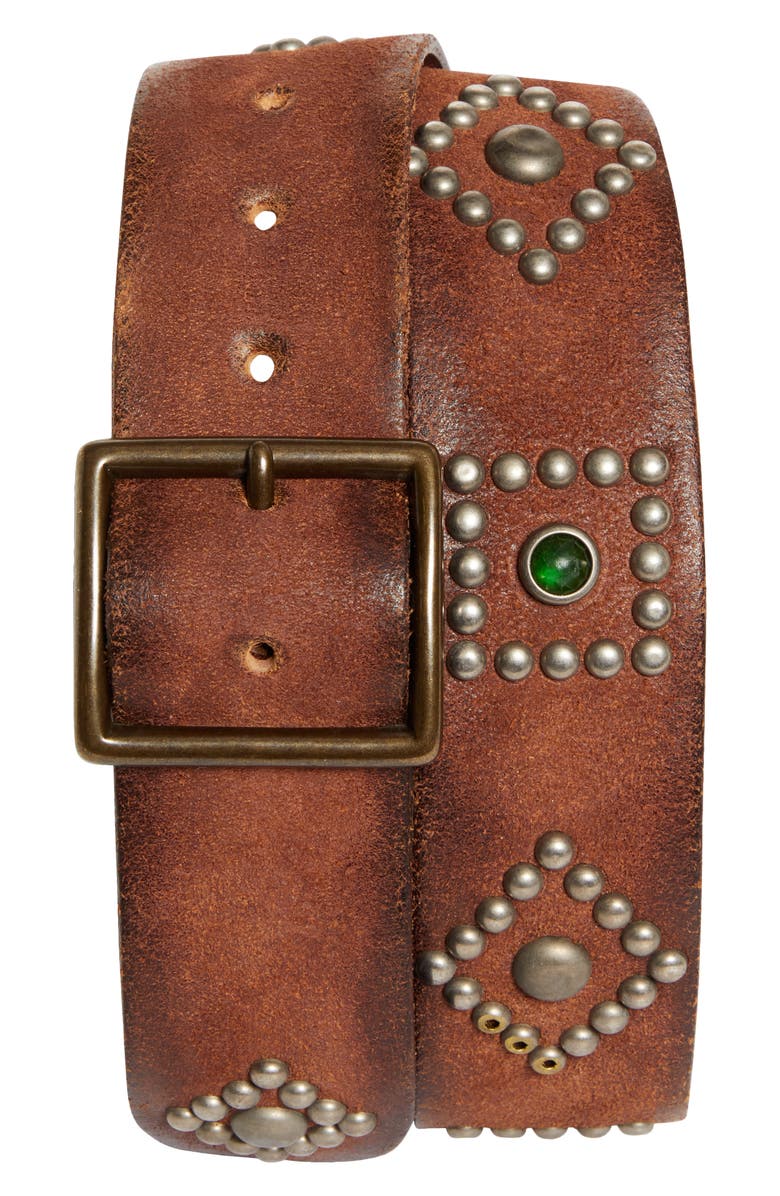 Double RL Studded Roughout Leather Belt, Main, color, 