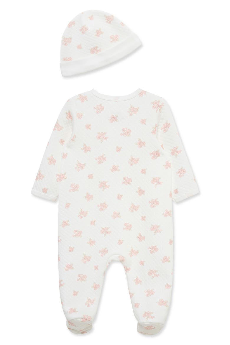 Quilted Footie & Hat Set, Alternate, color, PINK
