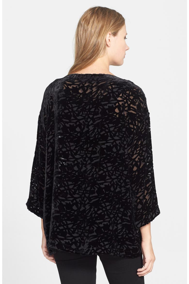 'Velvet Vines' Bateau Neck Boxy Top, Alternate, color, BLACK