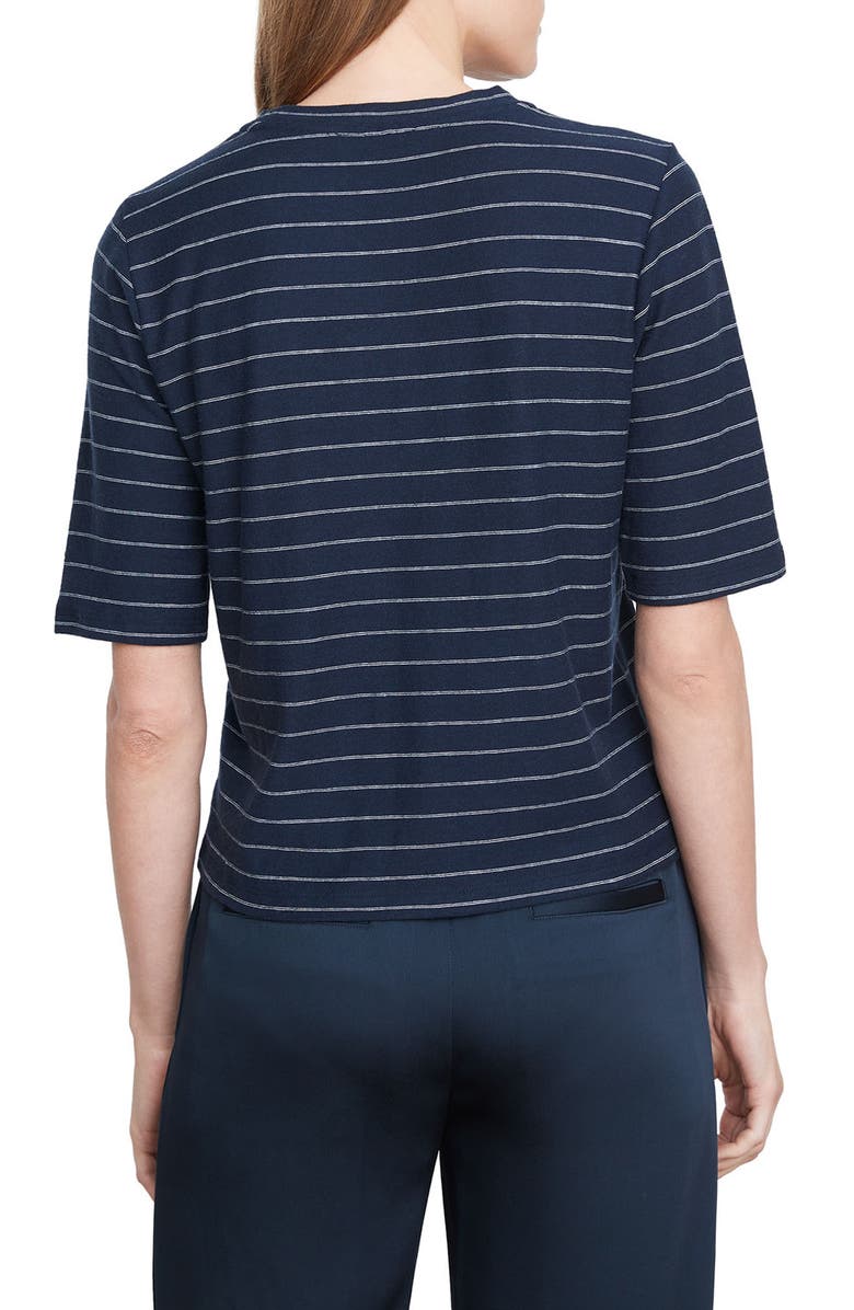 Vince Stripe Relaxed Elbow-Sleeve T-Shirt, Alternate, color,