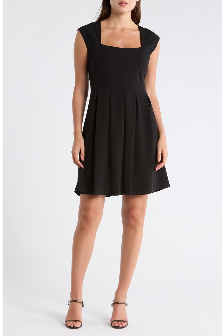 Square Neck Flare Minidress, Main, color, BLACK