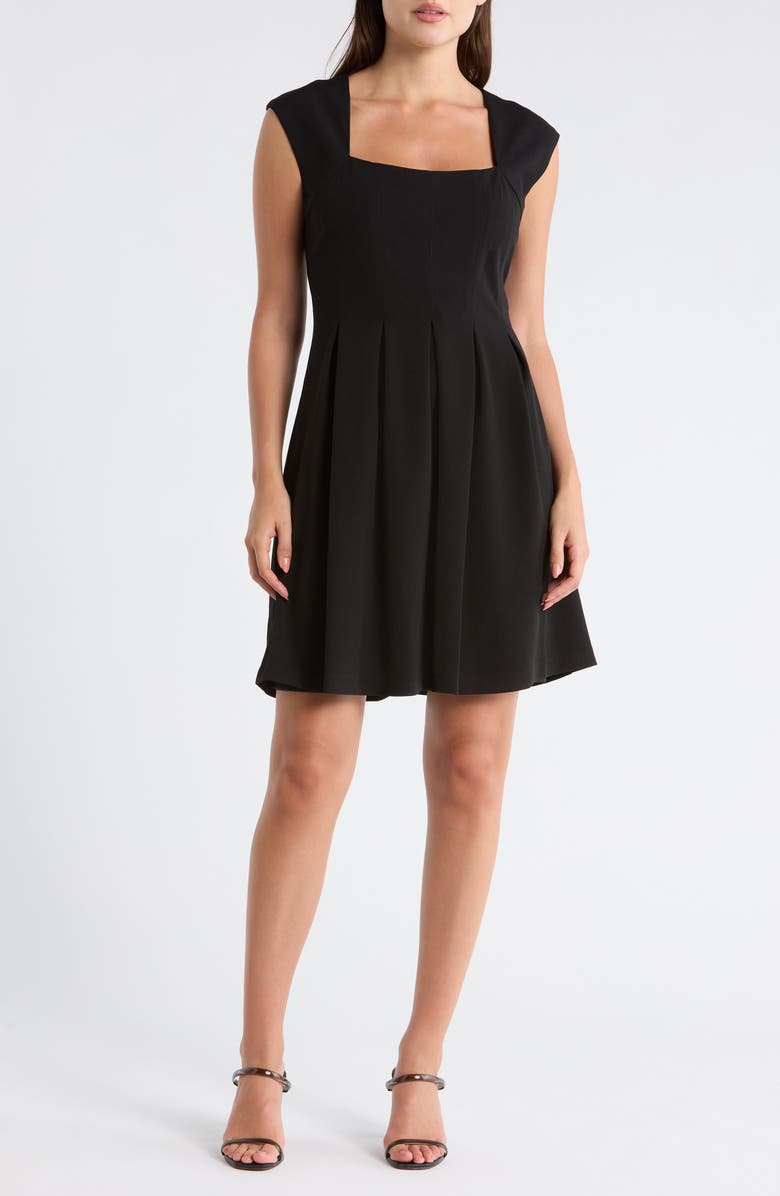 Julia Jordan Square Neck Flare Minidress, Main, color, Black