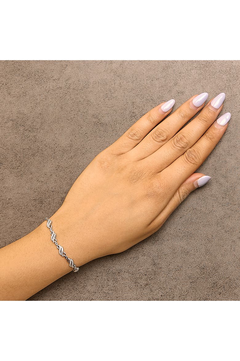 Silver 1/2 Cttw Diamond Double Wave Bolo Bracelet, Alternate, color, White