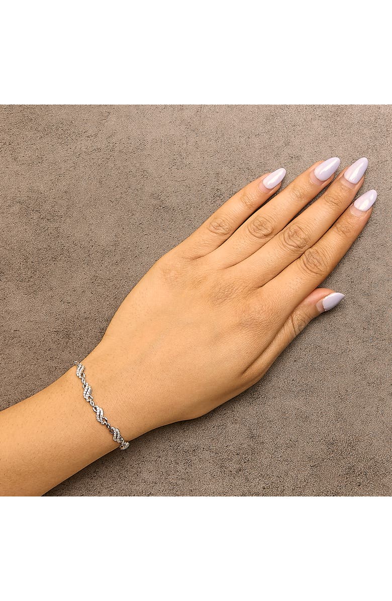 Haus of Brilliance Silver 1/2 Cttw Diamond Double Wave Bolo Bracelet, Alternate, color, White