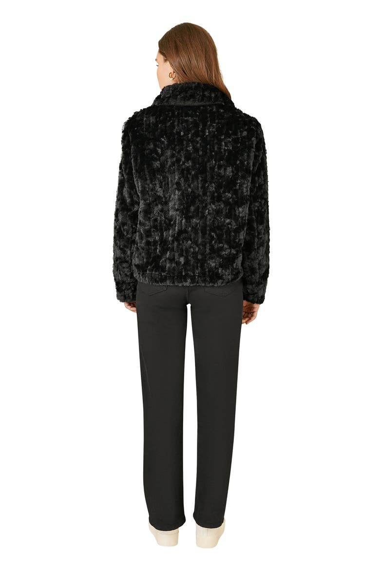Textured Faux Fur Jacket, Alternate, color, Black