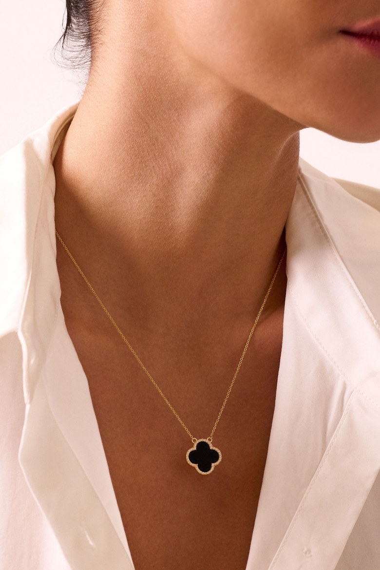 Icon Black Clover Necklace, Alternate, color, Gold