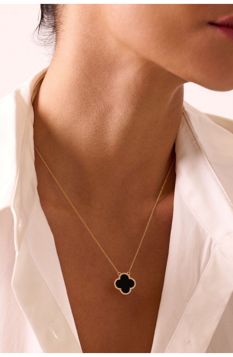 Electric Picks Icon Black Clover Necklace, Alternate, color, Gold