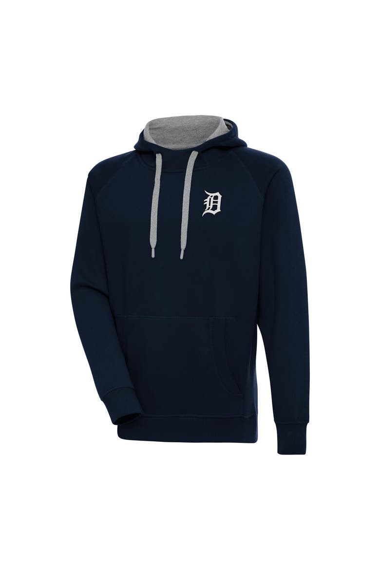 Men's Antigua Navy Detroit Tigers Metallic Victory Pullover Hoodie, Main, color, Navy