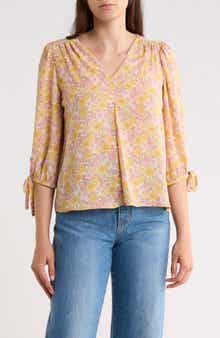 Renee C Tie Cuff Floral Top