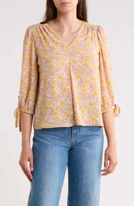 Renee C Tie Cuff Floral Top