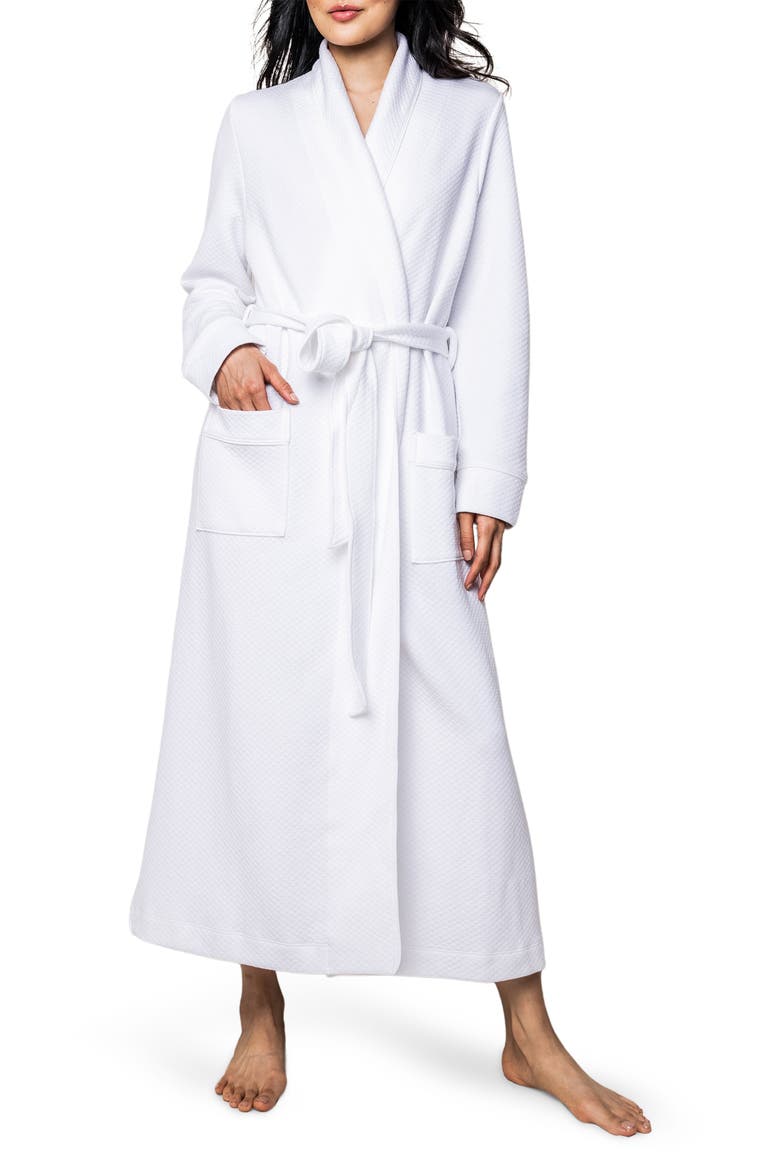 Ophelia Pima Cotton Jacquard Robe, Main, color, WHITE